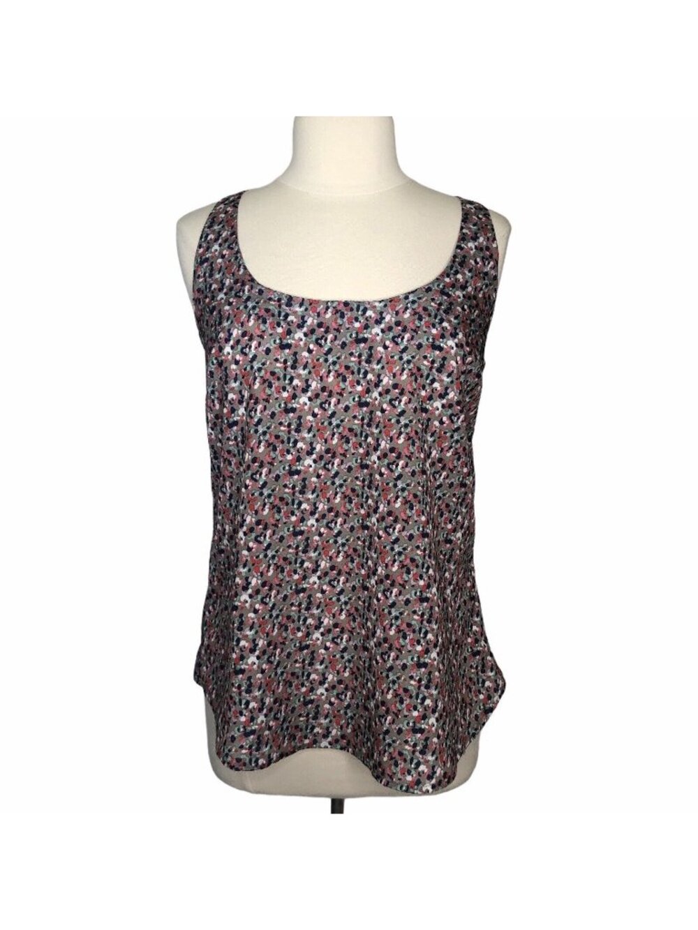 Eyeshadow Sleeveless Tank Top Blouse Womens Large Tan Pink Summer